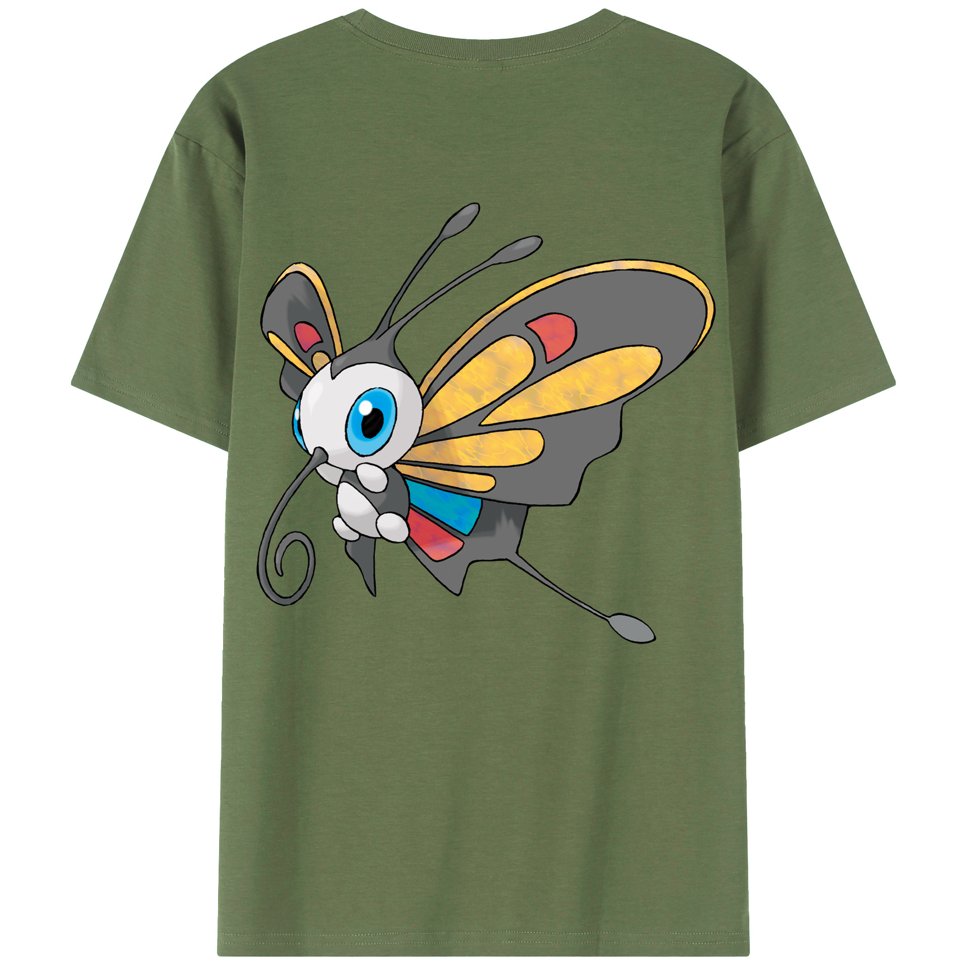 （画像用） ポケットモンスター Pokémon 綿100％ メンズ半袖Tシャツ（バックプリント） 通気性